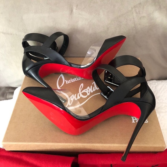 Christian Louboutin Black Leather and PVC Multimiss Pumps  Louboutin multimiss Black PVC stiletto heels